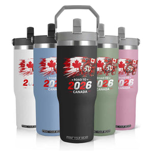 Funny Canada Soccer Dinosaur Flip Straw Tumbler Road To 2026 TS12 Print Your Wear
