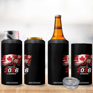 Funny Canada Soccer Dinosaur 4 in 1 Can Cooler Tumbler Road To 2026 TS12 Print Your Wear