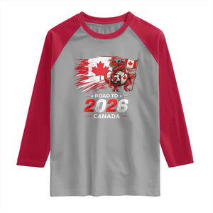 Funny Canada Soccer Dinosaur Raglan Shirt Road To 2026 TS12 Sport Gray Red Print Your Wear