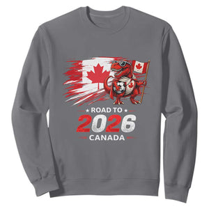 Funny Canada Soccer Dinosaur Sweatshirt Road To 2026 TS12 Charcoal Print Your Wear