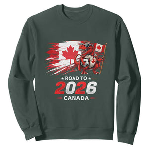 Funny Canada Soccer Dinosaur Sweatshirt Road To 2026 TS12 Dark Forest Green Print Your Wear