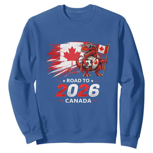 Funny Canada Soccer Dinosaur Sweatshirt Road To 2026 TS12 Royal Blue Print Your Wear
