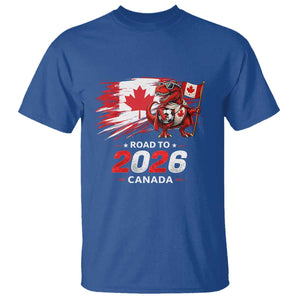 Funny Canada Soccer Dinosaur T Shirt Road To 2026 TS12 Royal Blue Print Your Wear
