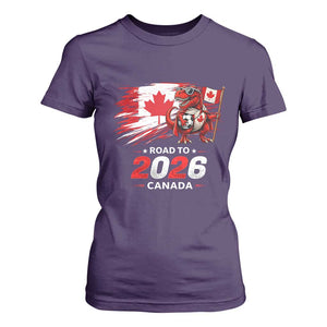 Funny Canada Soccer Dinosaur T Shirt For Women Road To 2026 TS12 Purple Print Your Wear