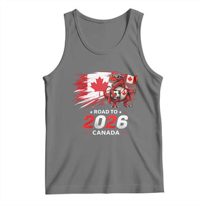 Funny Canada Soccer Dinosaur Tank Top Road To 2026 TS12 Black Heather Print Your Wear