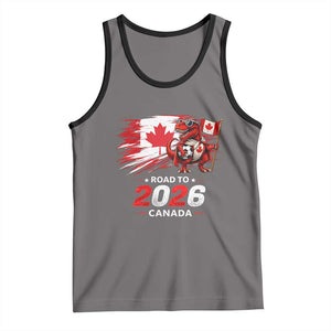 Funny Canada Soccer Dinosaur Tank Top Road To 2026 TS12 Deep Heather Black Print Your Wear