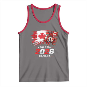 Funny Canada Soccer Dinosaur Tank Top Road To 2026 TS12 Deep Heather Red Print Your Wear