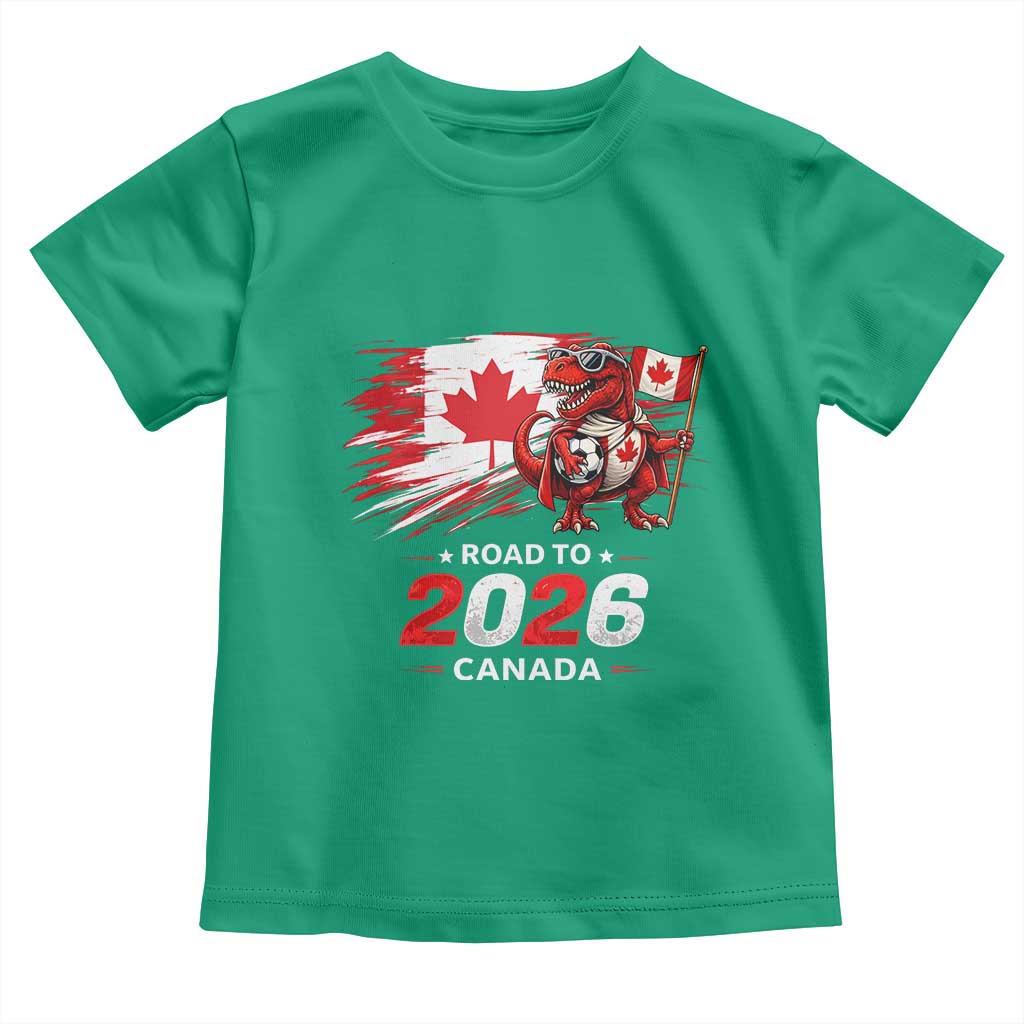 Funny Canada Soccer Dinosaur Toddler T Shirt Road To 2026 TS12 Irish Green Print Your Wear