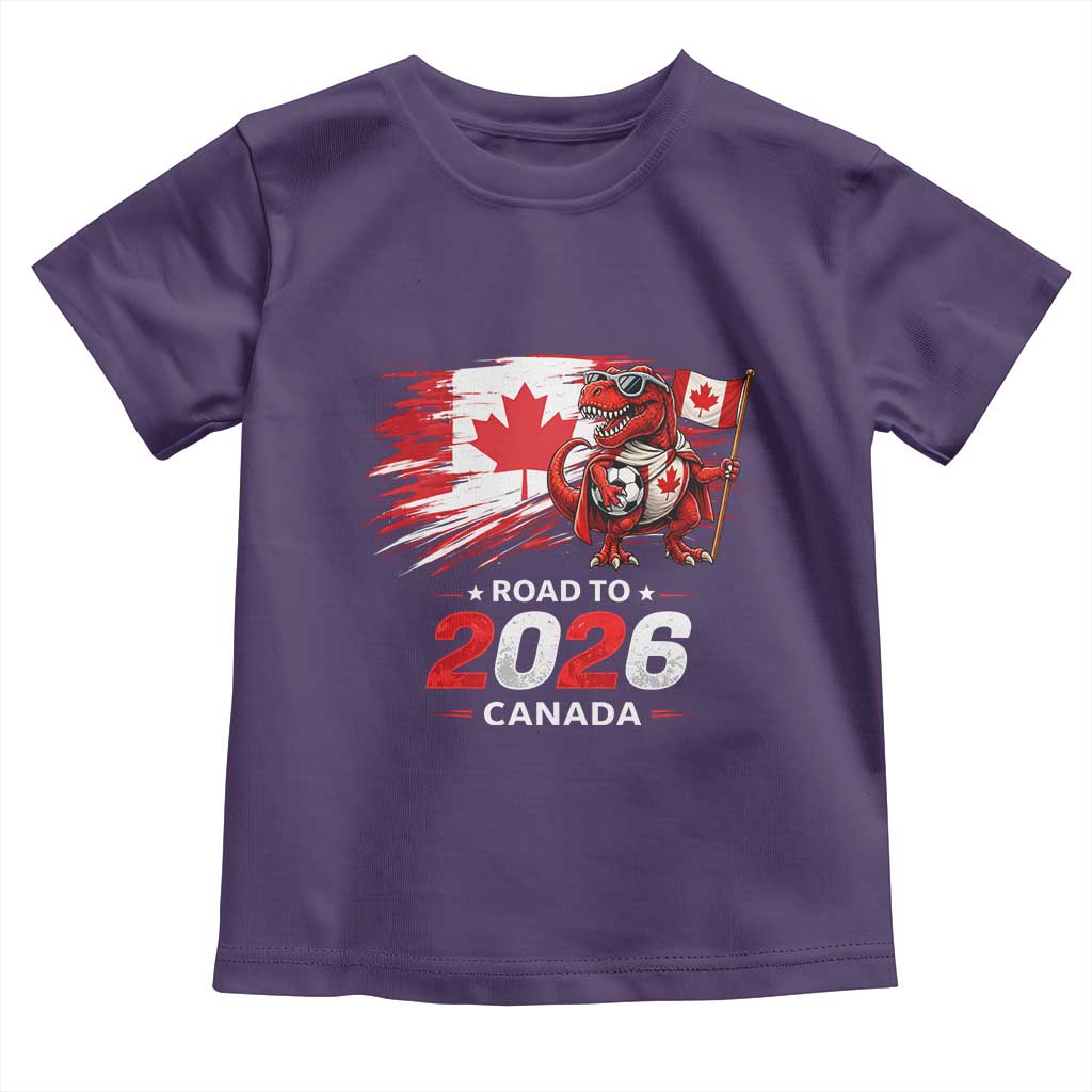 Funny Canada Soccer Dinosaur Toddler T Shirt Road To 2026 TS12 Purple Print Your Wear