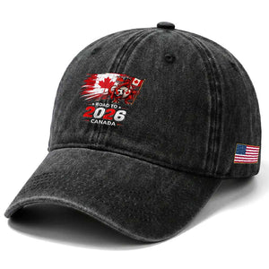 Funny Canada Soccer Dinosaur Washed Cotton Baseball Cap Road To 2026 TS12 Print Your Wear