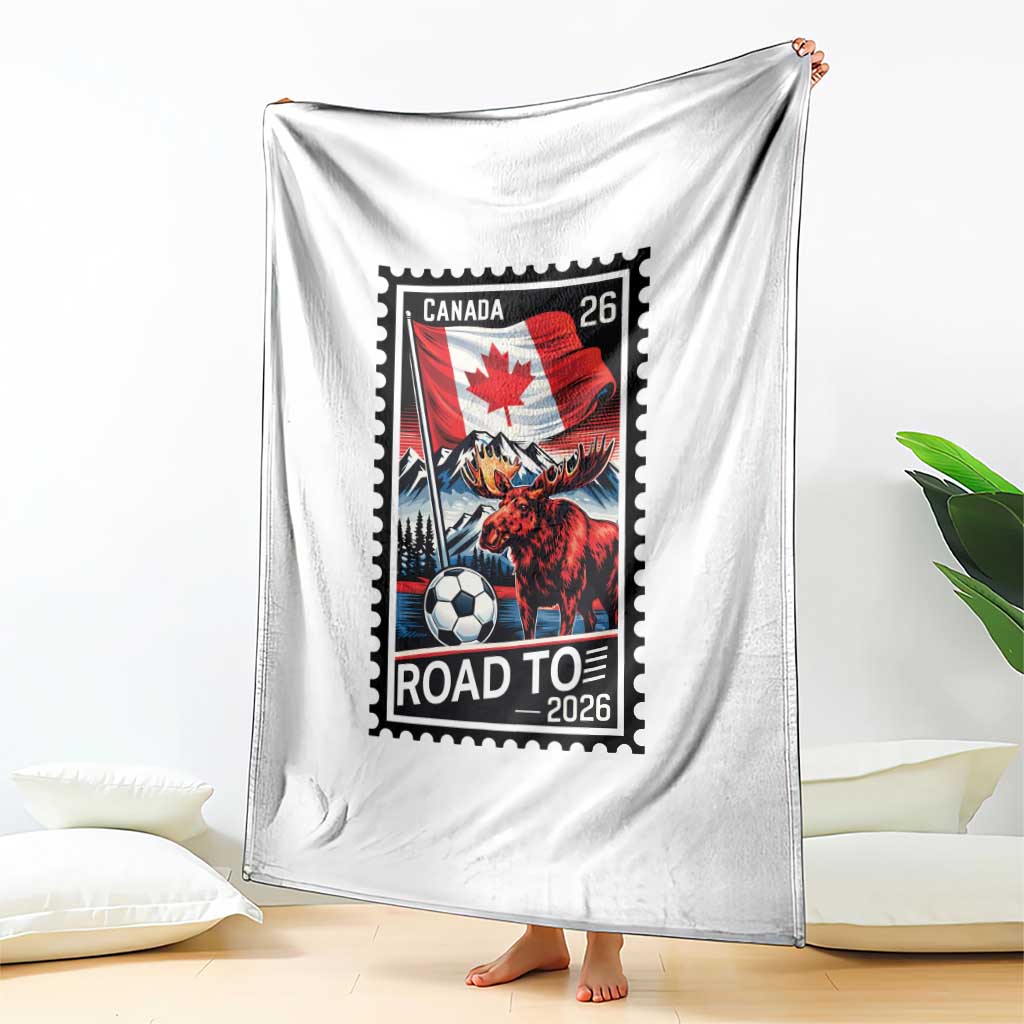 Canada Soccer Moose Throw Blanket Vintage Postal Stamp Road To 2026 TS12 Print Your Wear