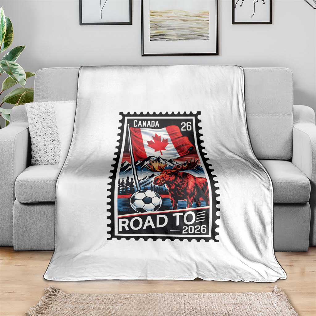Canada Soccer Moose Throw Blanket Vintage Postal Stamp Road To 2026 TS12 Print Your Wear