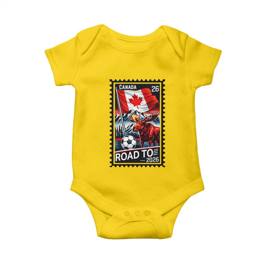 Canada Soccer Moose Baby Onesie Vintage Postal Stamp Road To 2026 TS12 Daisy Print Your Wear