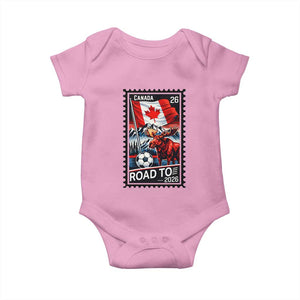Canada Soccer Moose Baby Onesie Vintage Postal Stamp Road To 2026 TS12 Light Pink Print Your Wear