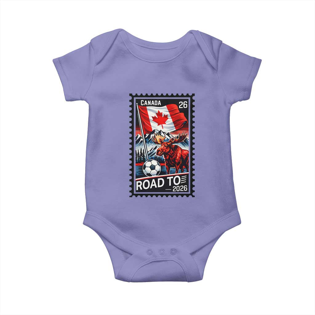 Canada Soccer Moose Baby Onesie Vintage Postal Stamp Road To 2026 TS12 Violet Print Your Wear