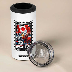 Canada Soccer Moose 4 in 1 Can Cooler Tumbler Vintage Postal Stamp Road To 2026 TS12 Print Your Wear