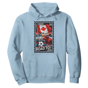 Canada Soccer Moose Hoodie Vintage Postal Stamp Road To 2026 TS12 Light Blue Print Your Wear