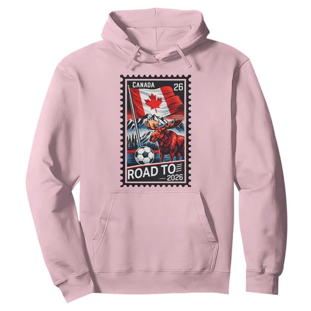 Canada Soccer Moose Hoodie Vintage Postal Stamp Road To 2026 TS12 Light Pink Print Your Wear
