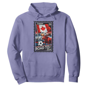 Canada Soccer Moose Hoodie Vintage Postal Stamp Road To 2026 TS12 Violet Print Your Wear