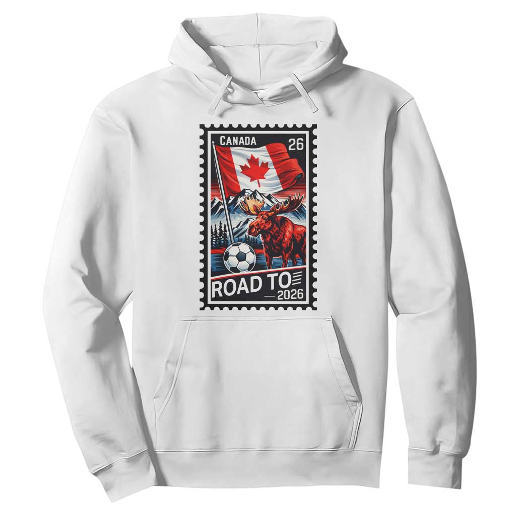 Canada Soccer Moose Hoodie Vintage Postal Stamp Road To 2026 TS12 White Print Your Wear
