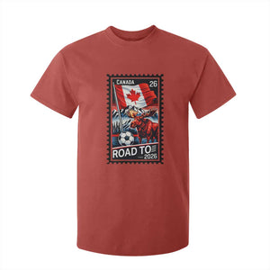 Canada Soccer Moose T Shirt For Kid Vintage Postal Stamp Road To 2026 TS12 Red Print Your Wear