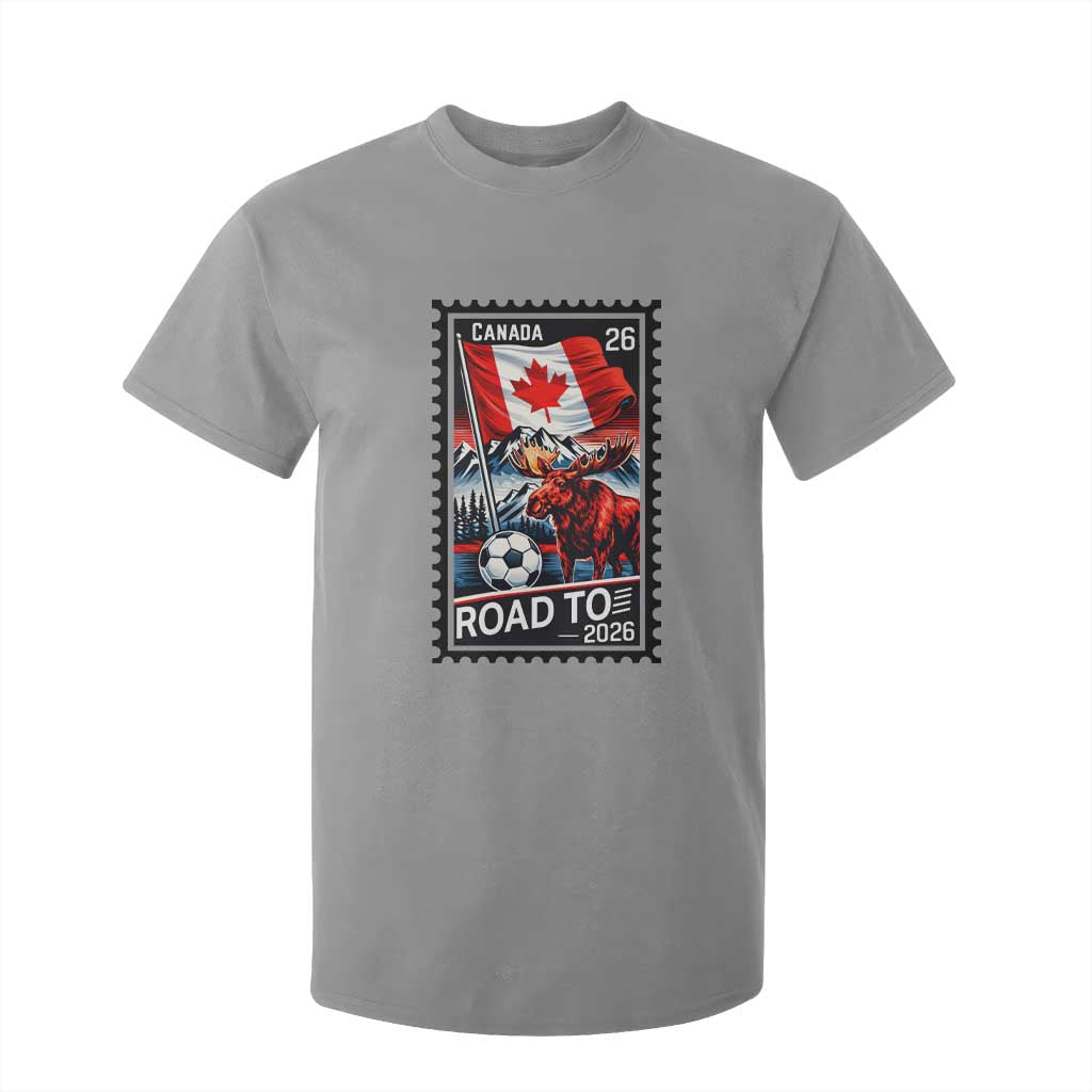 Canada Soccer Moose T Shirt For Kid Vintage Postal Stamp Road To 2026 TS12 Sport Gray Print Your Wear