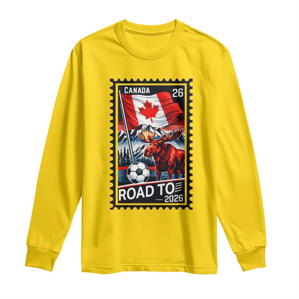 Canada Soccer Moose Long Sleeve Shirt Vintage Postal Stamp Road To 2026 TS12 Daisy Print Your Wear