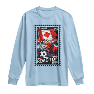 Canada Soccer Moose Long Sleeve Shirt Vintage Postal Stamp Road To 2026 TS12 Light Blue Print Your Wear