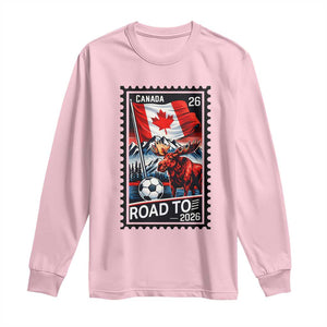 Canada Soccer Moose Long Sleeve Shirt Vintage Postal Stamp Road To 2026 TS12 Light Pink Print Your Wear