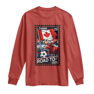 Canada Soccer Moose Long Sleeve Shirt Vintage Postal Stamp Road To 2026 TS12 Red Print Your Wear