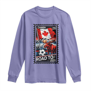 Canada Soccer Moose Long Sleeve Shirt Vintage Postal Stamp Road To 2026 TS12 Violet Print Your Wear