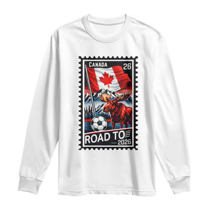 Canada Soccer Moose Long Sleeve Shirt Vintage Postal Stamp Road To 2026 TS12 White Print Your Wear