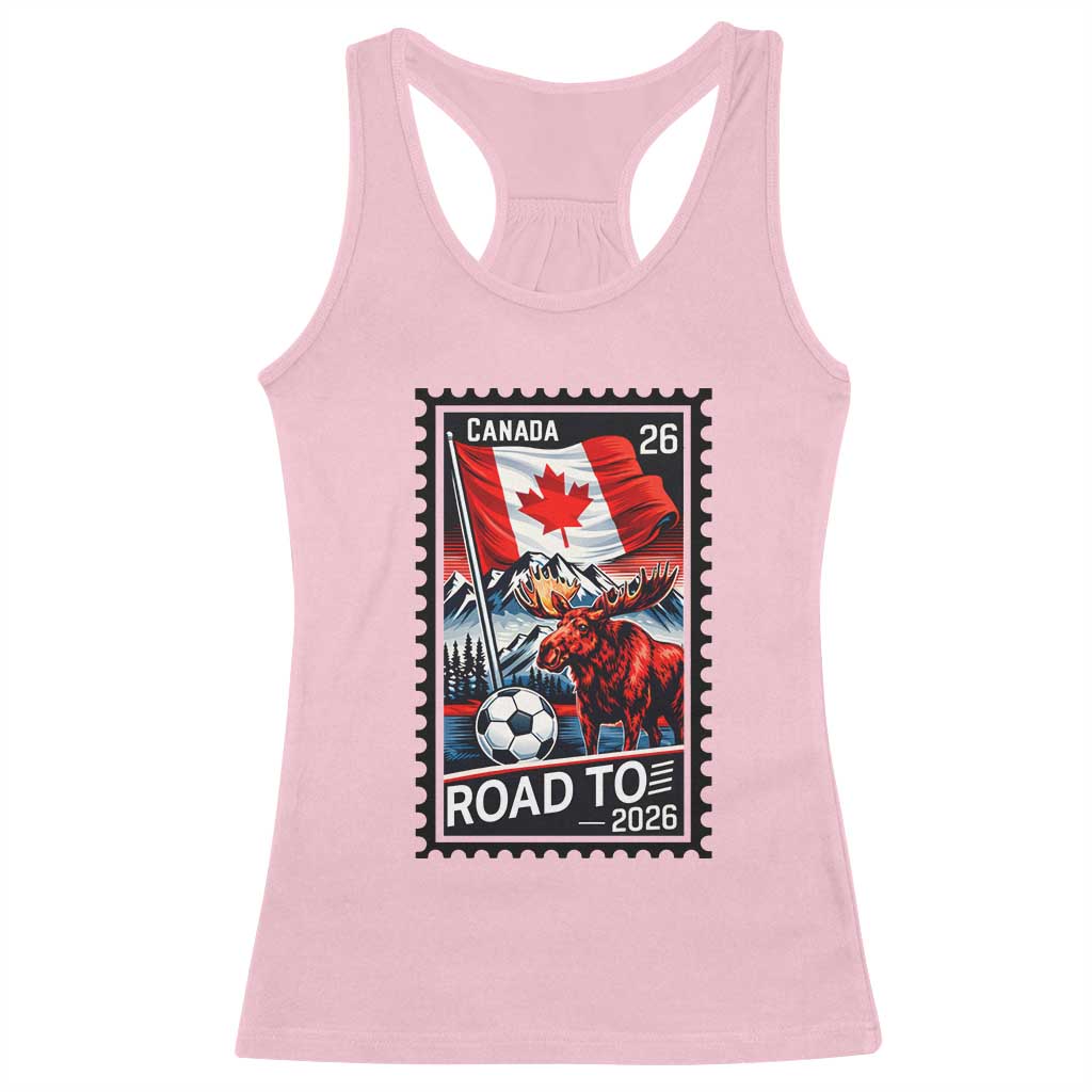 Canada Soccer Moose Racerback Tank Top Vintage Postal Stamp Road To 2026 TS12 Light Pink Print Your Wear