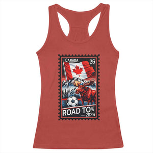 Canada Soccer Moose Racerback Tank Top Vintage Postal Stamp Road To 2026 TS12 Red Print Your Wear