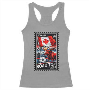 Canada Soccer Moose Racerback Tank Top Vintage Postal Stamp Road To 2026 TS12 Sport Gray Print Your Wear