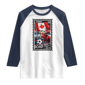 Canada Soccer Moose Raglan Shirt Vintage Postal Stamp Road To 2026 TS12 White Navy Print Your Wear