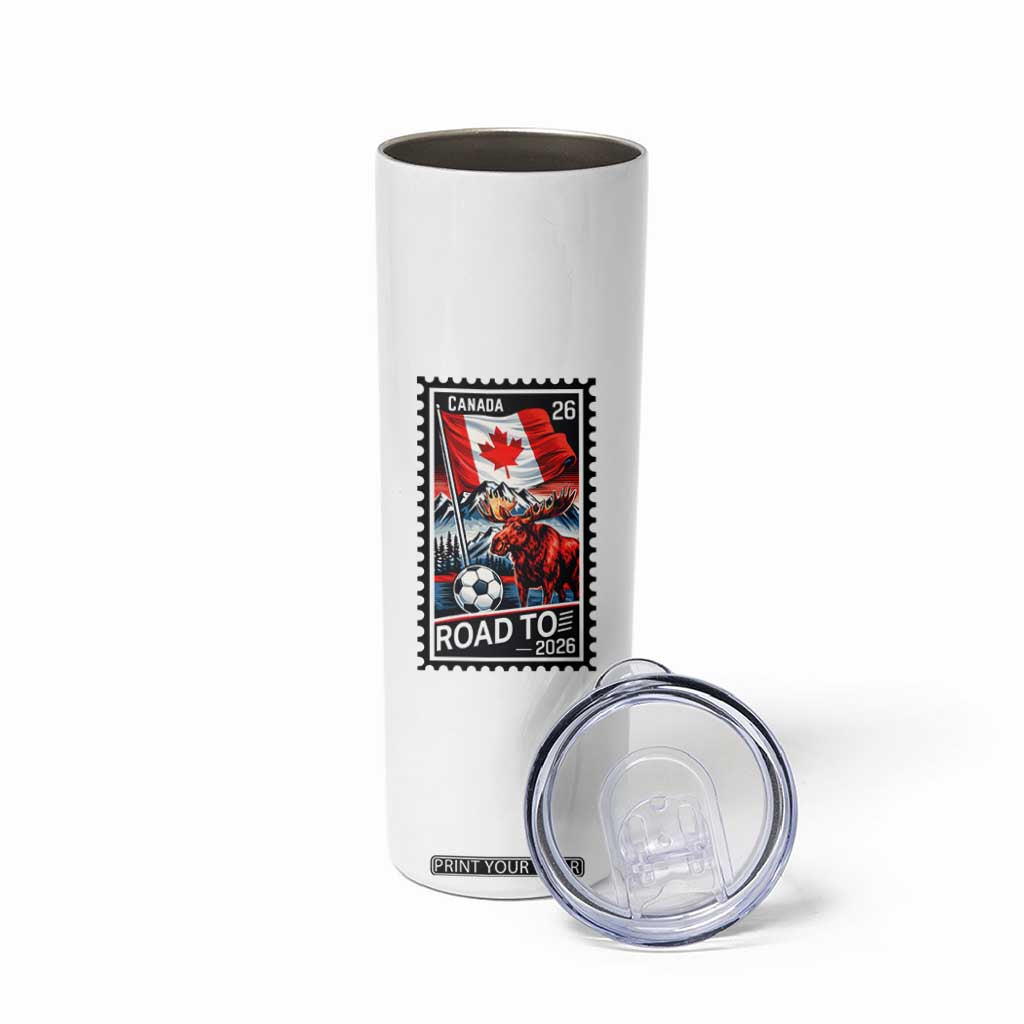Canada Soccer Moose Skinny Tumbler Vintage Postal Stamp Road To 2026 TS12 Print Your Wear