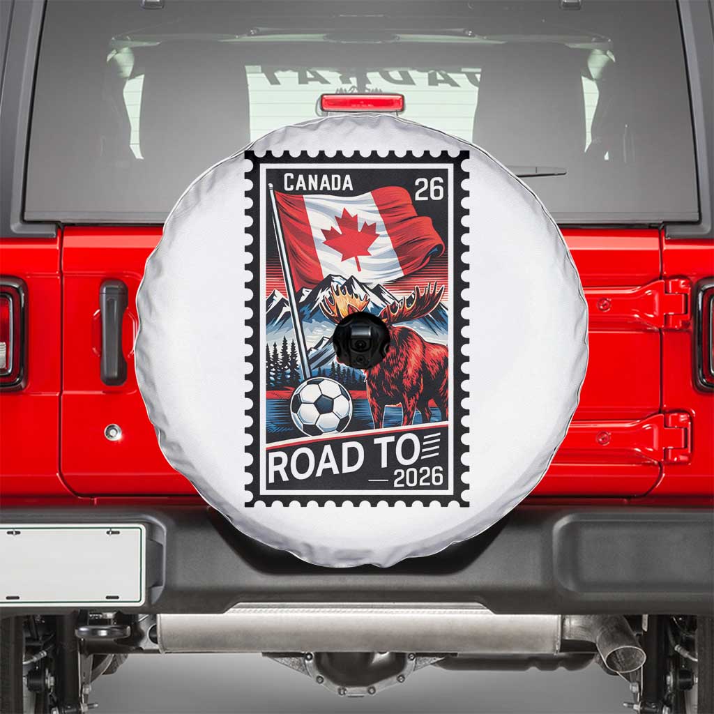 Canada Soccer Moose Spare Tire Cover Vintage Postal Stamp Road To 2026 TS12 White Print Your Wear