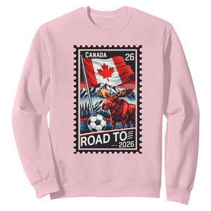 Canada Soccer Moose Sweatshirt Vintage Postal Stamp Road To 2026 TS12 Light Pink Print Your Wear