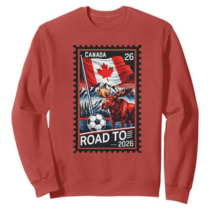 Canada Soccer Moose Sweatshirt Vintage Postal Stamp Road To 2026 TS12 Red Print Your Wear