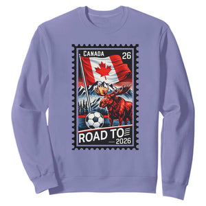Canada Soccer Moose Sweatshirt Vintage Postal Stamp Road To 2026 TS12 Violet Print Your Wear