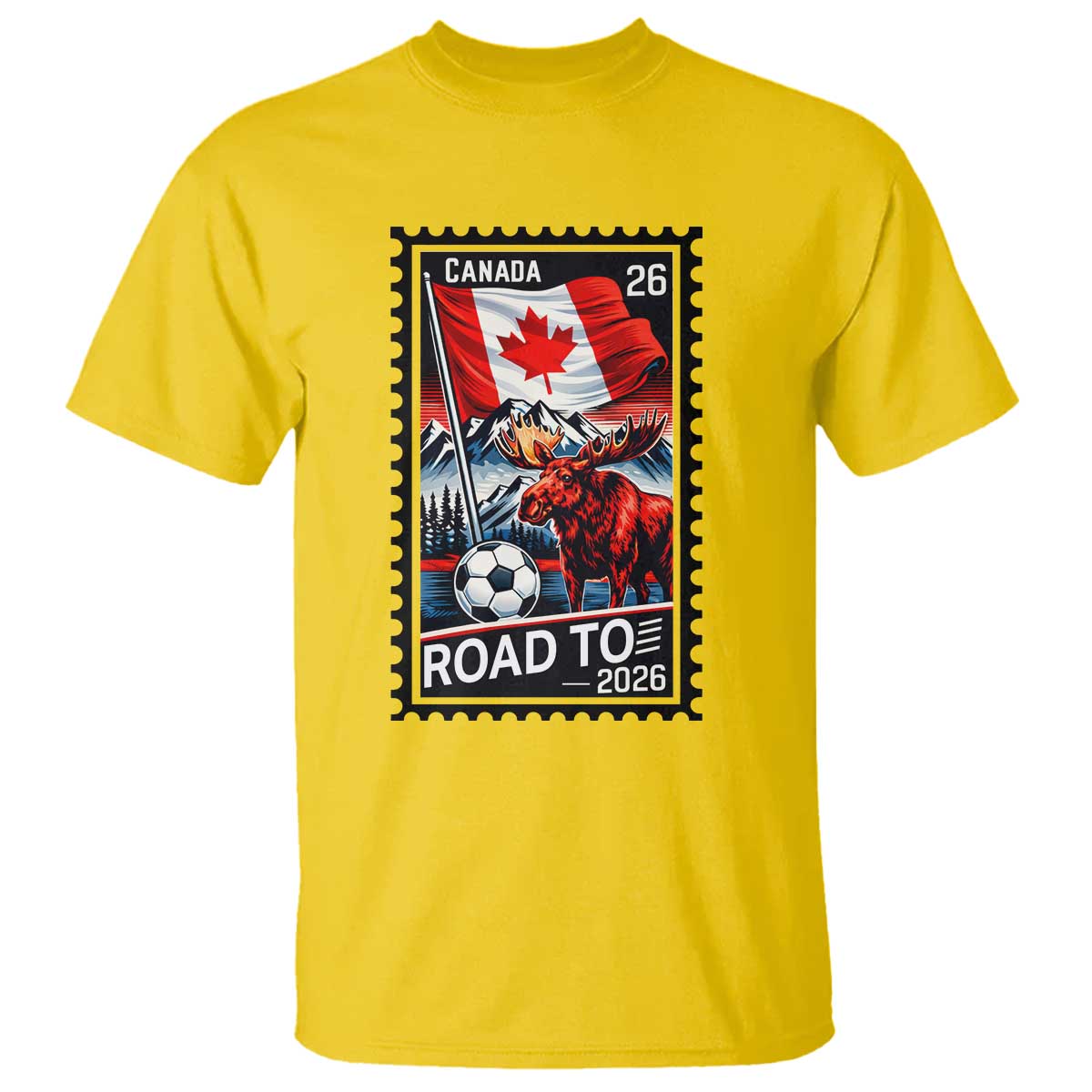 Canada Soccer Moose T Shirt Vintage Postal Stamp Road To 2026 TS12 Daisy Print Your Wear
