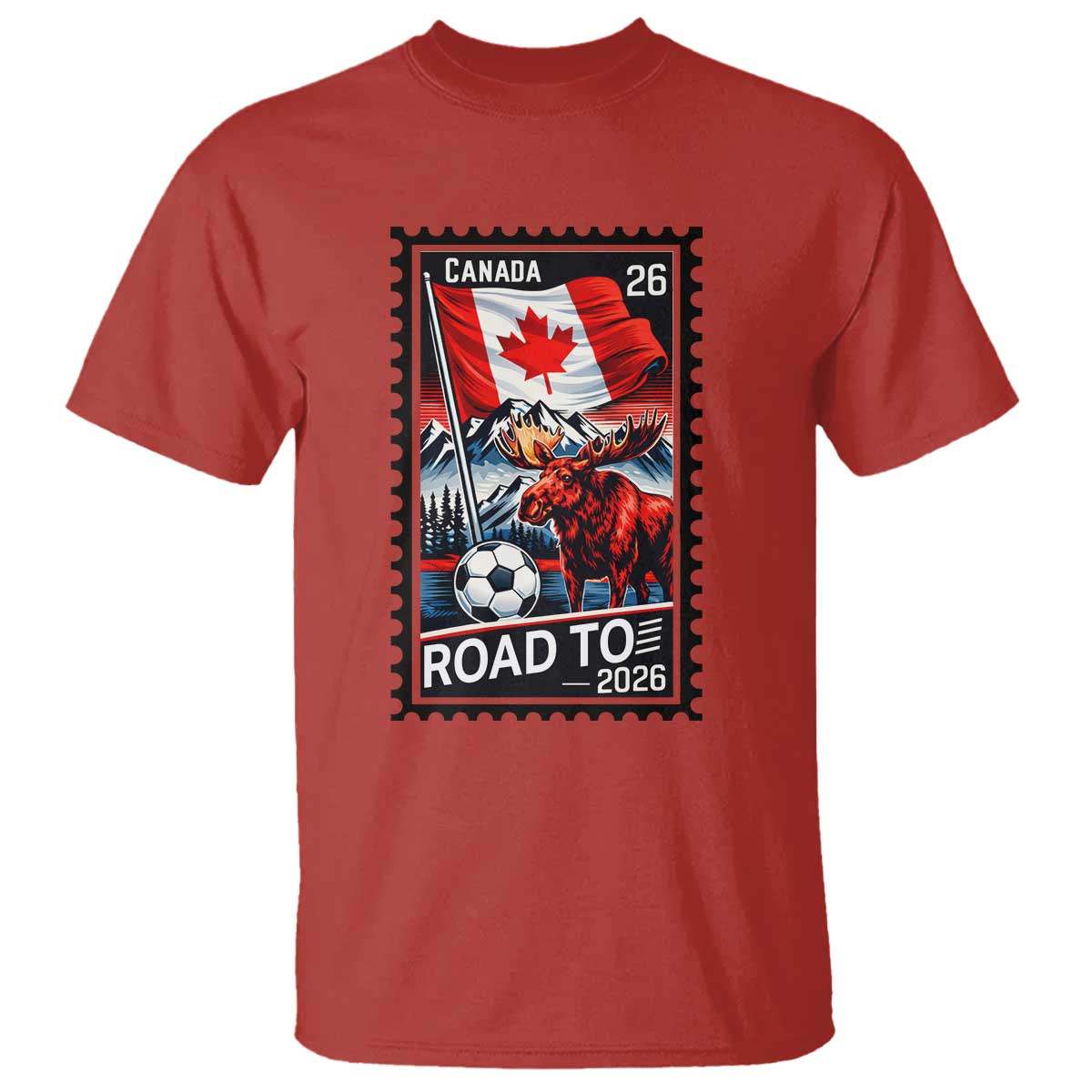 Canada Soccer Moose T Shirt Vintage Postal Stamp Road To 2026 TS12 Red Print Your Wear