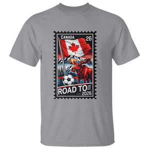 Canada Soccer Moose T Shirt Vintage Postal Stamp Road To 2026 TS12 Sport Gray Print Your Wear