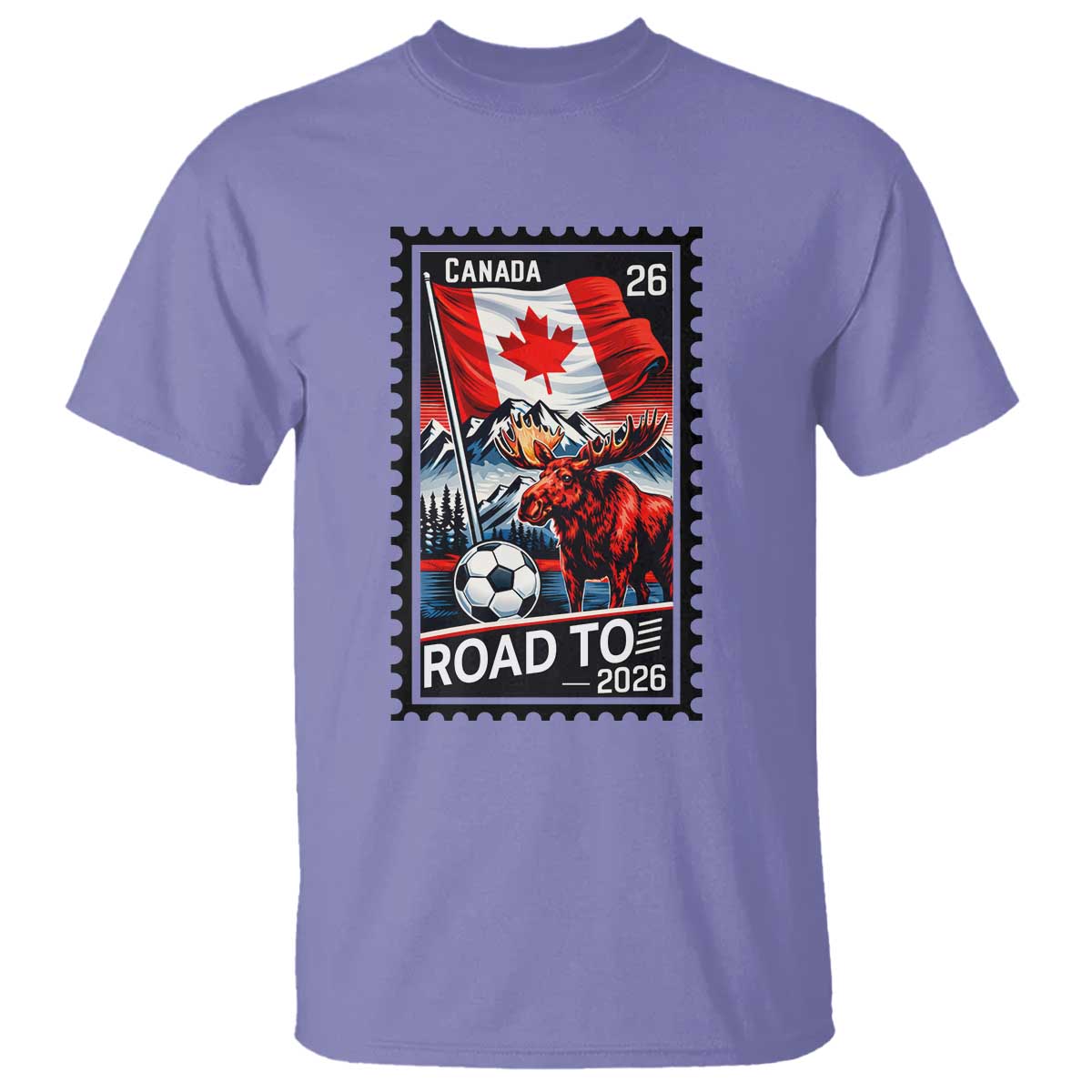 Canada Soccer Moose T Shirt Vintage Postal Stamp Road To 2026 TS12 Violet Print Your Wear