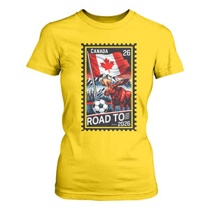 Canada Soccer Moose T Shirt For Women Vintage Postal Stamp Road To 2026 TS12 Daisy Print Your Wear