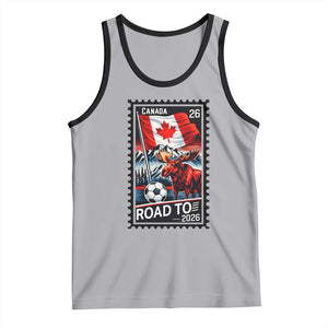 Canada Soccer Moose Tank Top Vintage Postal Stamp Road To 2026 TS12 Athletic Heather Black Print Your Wear