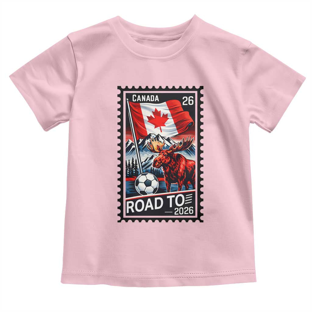 Canada Soccer Moose Toddler T Shirt Vintage Postal Stamp Road To 2026 TS12 Light Pink Print Your Wear