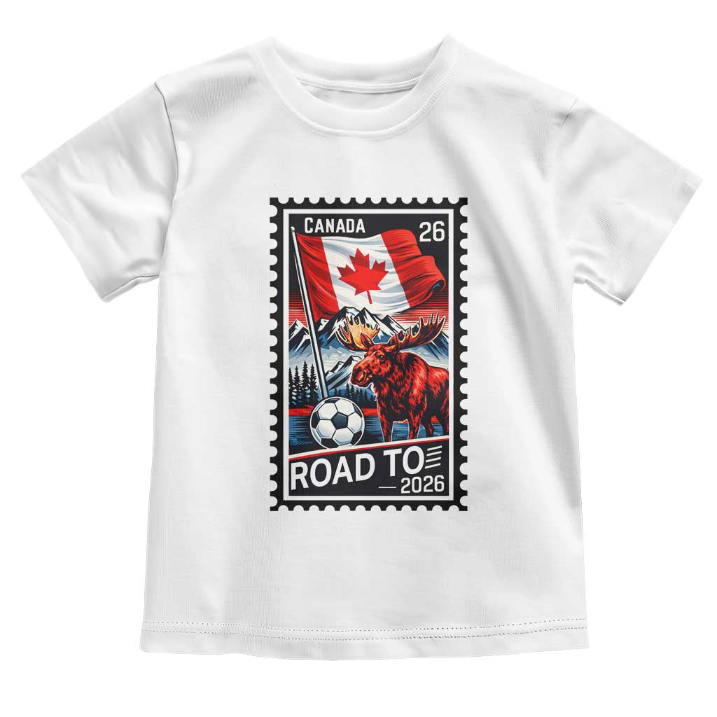 Canada Soccer Moose Toddler T Shirt Vintage Postal Stamp Road To 2026 TS12 White Print Your Wear