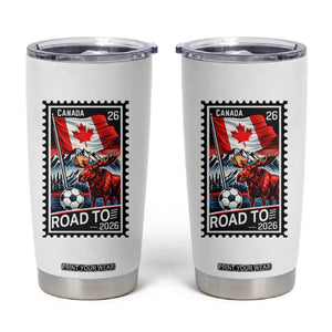 Canada Soccer Moose Tumbler Cup Vintage Postal Stamp Road To 2026 TS12 White Print Your Wear